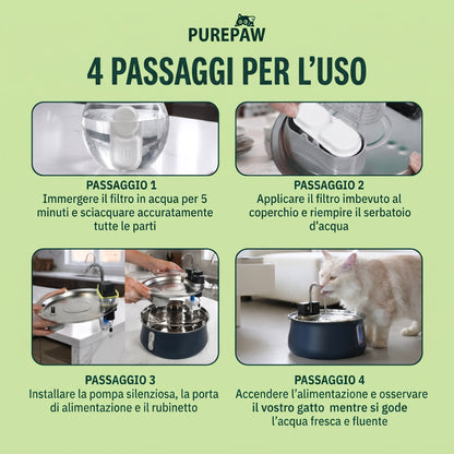 PurePaw Flow — Fontanella Wireless in Acciaio Inox 304