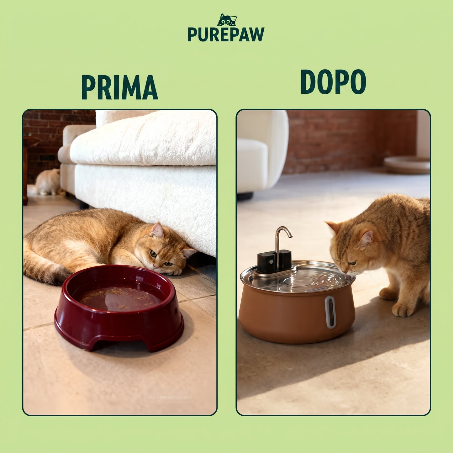PurePaw Flow — Fontanella Wireless in Acciaio Inox 304